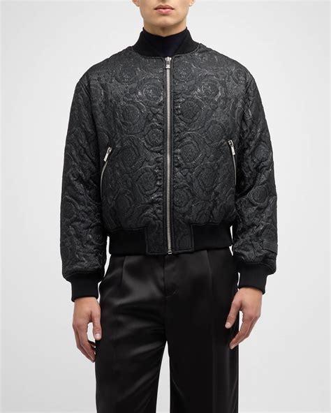 Versace Men's Baroque Lurex Jacquard Bomber Jacket